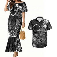 Black Kuki Airani Tapakau Couples Matching Mermaid Dress and Hawaiian Shirt Tribal Anchor Mix Tiare LT7 Black - Polynesian Pride