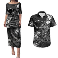 Black Kuki Airani Tapakau Couples Matching Puletasi and Hawaiian Shirt Tribal Anchor Mix Tiare LT7 Black - Polynesian Pride