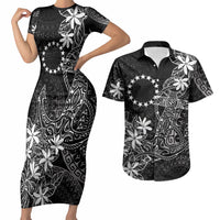 Black Kuki Airani Tapakau Couples Matching Short Sleeve Bodycon Dress and Hawaiian Shirt Tribal Anchor Mix Tiare LT7 Black - Polynesian Pride
