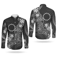 Black Kuki Airani Tapakau Couples Matching Tank Maxi Dress and Long Sleeve Button Shirt Tribal Anchor Mix Tiare LT7 - Polynesian Pride