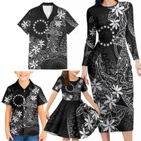 Black Kuki Airani Tapakau Family Matching Long Sleeve Bodycon Dress and Hawaiian Shirt Tribal Anchor Mix Tiare LT7 - Polynesian Pride
