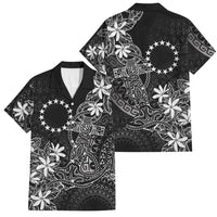 Black Kuki Airani Tapakau Family Matching Long Sleeve Bodycon Dress and Hawaiian Shirt Tribal Anchor Mix Tiare LT7 Dad's Shirt - Short Sleeve Black - Polynesian Pride