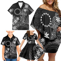 Black Kuki Airani Tapakau Family Matching Off Shoulder Short Dress and Hawaiian Shirt Tribal Anchor Mix Tiare LT7 - Polynesian Pride