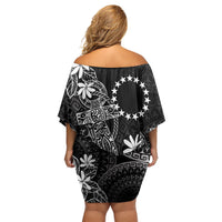 Black Kuki Airani Tapakau Family Matching Off Shoulder Short Dress and Hawaiian Shirt Tribal Anchor Mix Tiare LT7 - Polynesian Pride