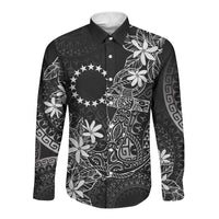Black Kuki Airani Tapakau Long Sleeve Button Shirt Tribal Anchor Mix Tiare LT7 Unisex Black - Polynesian Pride