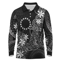 Black Kuki Airani Tapakau Long Sleeve Polo Shirt Tribal Anchor Mix Tiare