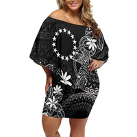 Black Kuki Airani Tapakau Off Shoulder Short Dress Tribal Anchor Mix Tiare LT7 Women Black - Polynesian Pride