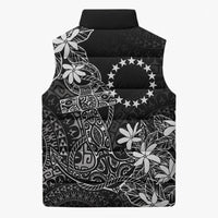 Black Kuki Airani Tapakau Sleeveless Puffer Jacket Tribal Anchor Mix Tiare