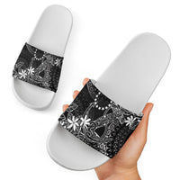 Black Kuki Airani Tapakau Slide Sandals Tribal Anchor Mix Tiare