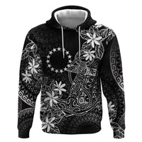 Black Kuki Airani Tapakau Zip Hoodie Tribal Anchor Mix Tiare