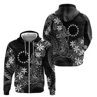Black Kuki Airani Tapakau Zip Hoodie Tribal Anchor Mix Tiare