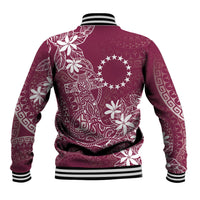 Maroon Kuki Airani Tapakau Baseball Jacket Tribal Anchor Mix Tiare
