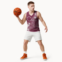 Maroon Kuki Airani Tapakau Basketball Jersey Tribal Anchor Mix Tiare