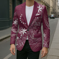 Maroon Kuki Airani Tapakau Blazer Tribal Anchor Mix Tiare