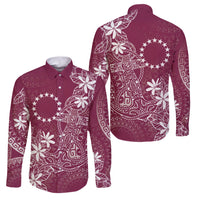 Maroon Kuki Airani Tapakau Family Matching Long Sleeve Bodycon Dress and Hawaiian Shirt Tribal Anchor Mix Tiare LT7 Dad's Shirt - Long Sleeve Maroon - Polynesian Pride