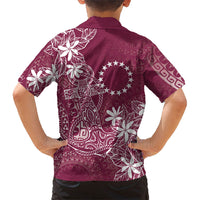 Maroon Kuki Airani Tapakau Family Matching Short Sleeve Bodycon Dress and Hawaiian Shirt Tribal Anchor Mix Tiare LT7 - Polynesian Pride