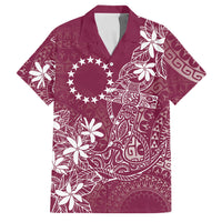 Maroon Kuki Airani Tapakau Family Matching Summer Maxi Dress and Hawaiian Shirt Tribal Anchor Mix Tiare LT7 Dad's Shirt - Short Sleeve Maroon - Polynesian Pride