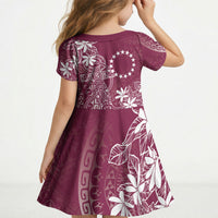 Maroon Kuki Airani Tapakau Kid Short Sleeve Dress Tribal Anchor Mix Tiare LT7 - Polynesian Pride