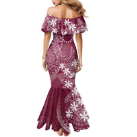 Maroon Kuki Airani Tapakau Mermaid Dress Tribal Anchor Mix Tiare