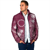 Maroon Kuki Airani Tapakau Padded Jacket Tribal Anchor Mix Tiare