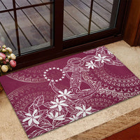 Maroon Kuki Airani Tapakau Rubber Doormat Tribal Anchor Mix Tiare
