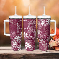 Maroon Kuki Airani Tapakau Tumbler With Handle Tribal Anchor Mix Tiare