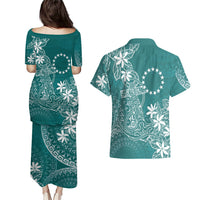 Teal Kuki Airani Tapakau Couples Matching Puletasi and Hawaiian Shirt Tribal Anchor Mix Tiare LT7 - Polynesian Pride