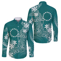 Teal Kuki Airani Tapakau Family Matching Summer Maxi Dress and Hawaiian Shirt Tribal Anchor Mix Tiare LT7 Dad's Shirt - Long Sleeve Teal - Polynesian Pride