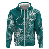 Teal Kuki Airani Tapakau Hoodie Tribal Anchor Mix Tiare