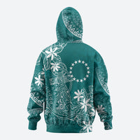 Teal Kuki Airani Tapakau Hoodie Tribal Anchor Mix Tiare
