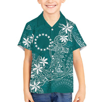 Teal Kuki Airani Tapakau Kid Hawaiian Shirt Tribal Anchor Mix Tiare LT7 Kid Teal - Polynesian Pride