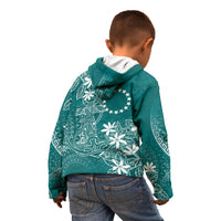 Teal Kuki Airani Tapakau Kid Hoodie Tribal Anchor Mix Tiare