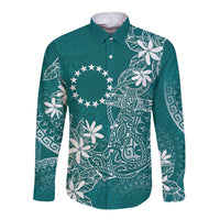 Teal Kuki Airani Tapakau Long Sleeve Button Shirt Tribal Anchor Mix Tiare LT7 Unisex Teal - Polynesian Pride