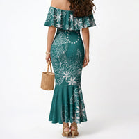 Teal Kuki Airani Tapakau Mermaid Dress Tribal Anchor Mix Tiare LT7 - Polynesian Pride