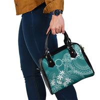 Teal Kuki Airani Tapakau Shoulder Handbag Tribal Anchor Mix Tiare