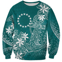 Teal Kuki Airani Tapakau Sweatshirt Tribal Anchor Mix Tiare