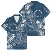 Navy Kuki Airani Tapakau Family Matching Mermaid Dress and Hawaiian Shirt Tribal Anchor Mix Tiare LT7 Dad's Shirt - Short Sleeve Navy - Polynesian Pride