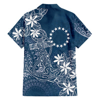 Navy Kuki Airani Tapakau Family Matching Off The Shoulder Long Sleeve Dress and Hawaiian Shirt Tribal Anchor Mix Tiare LT7 - Polynesian Pride