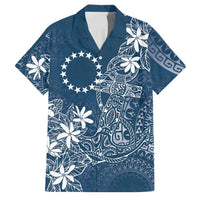 Navy Kuki Airani Tapakau Family Matching Off Shoulder Maxi Dress and Hawaiian Shirt Tribal Anchor Mix Tiare LT7 Dad's Shirt - Short Sleeve Navy - Polynesian Pride
