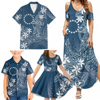Navy Kuki Airani Tapakau Family Matching Summer Maxi Dress and Hawaiian Shirt Tribal Anchor Mix Tiare LT7 - Polynesian Pride