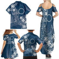 Navy Kuki Airani Tapakau Family Matching Summer Maxi Dress and Hawaiian Shirt Tribal Anchor Mix Tiare LT7 Mom's Dress Navy - Polynesian Pride