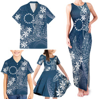 Navy Kuki Airani Tapakau Family Matching Tank Maxi Dress and Hawaiian Shirt Tribal Anchor Mix Tiare LT7 - Polynesian Pride
