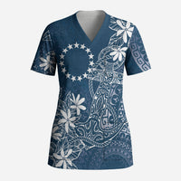Navy Kuki Airani Tapakau Scrub Top Tribal Anchor Mix Tiare