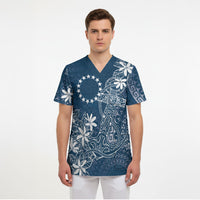 Navy Kuki Airani Tapakau Scrub Top Tribal Anchor Mix Tiare