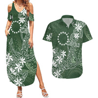 Sage Green Kuki Airani Tapakau Couples Matching Summer Maxi Dress and Hawaiian Shirt Tribal Anchor Mix Tiare LT7 Sage Green - Polynesian Pride