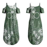 Sage Green Kuki Airani Tapakau Couples Matching Summer Maxi Dress and Hawaiian Shirt Tribal Anchor Mix Tiare LT7 - Polynesian Pride