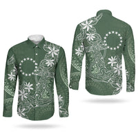 Sage Green Kuki Airani Tapakau Couples Matching Summer Maxi Dress and Long Sleeve Button Shirt Tribal Anchor Mix Tiare LT7 - Polynesian Pride