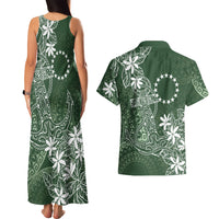 Sage Green Kuki Airani Tapakau Couples Matching Tank Maxi Dress and Hawaiian Shirt Tribal Anchor Mix Tiare LT7 - Polynesian Pride