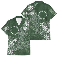 Sage Green Kuki Airani Tapakau Family Matching Off The Shoulder Long Sleeve Dress and Hawaiian Shirt Tribal Anchor Mix Tiare LT7 Dad's Shirt - Short Sleeve Sage Green - Polynesian Pride