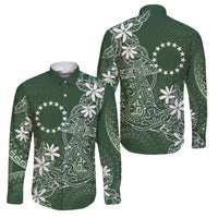 Sage Green Kuki Airani Tapakau Family Matching Off The Shoulder Long Sleeve Dress and Hawaiian Shirt Tribal Anchor Mix Tiare LT7 Dad's Shirt - Long Sleeve Sage Green - Polynesian Pride